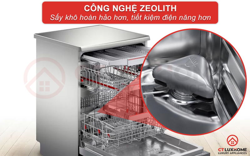 Công nghệ Zeolith giúp sấy khô bát đĩa hoàn hảo hơn, tiết kiệm điện năng hơn.