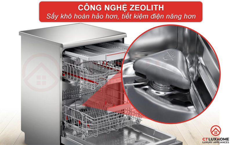 Công nghệ sấy Zeolith giúp bát đĩa khô hoàn hảo hơn và tiết kiệm điện năng hơn.