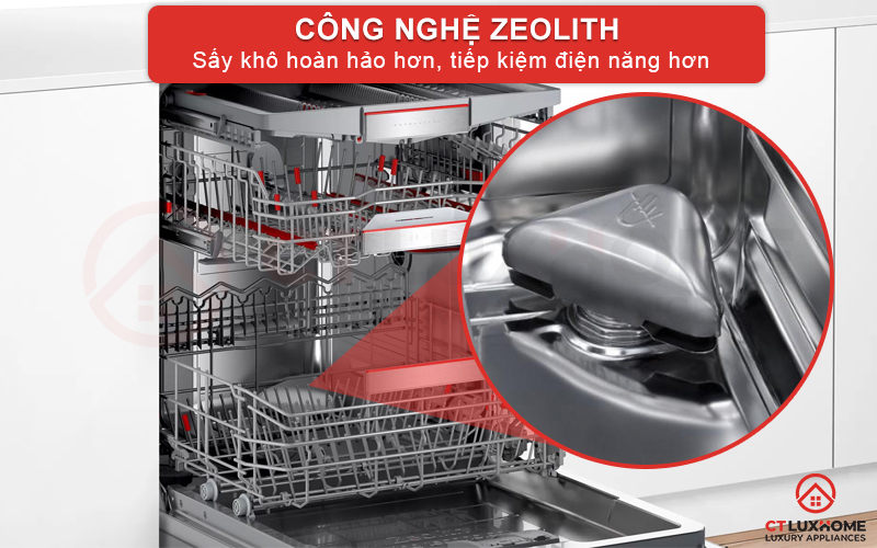 Công nghệ sấy Zeolith trong máy rửa bát Bosch SMV6ZCX07E mang đến hiệu quả tối ưu