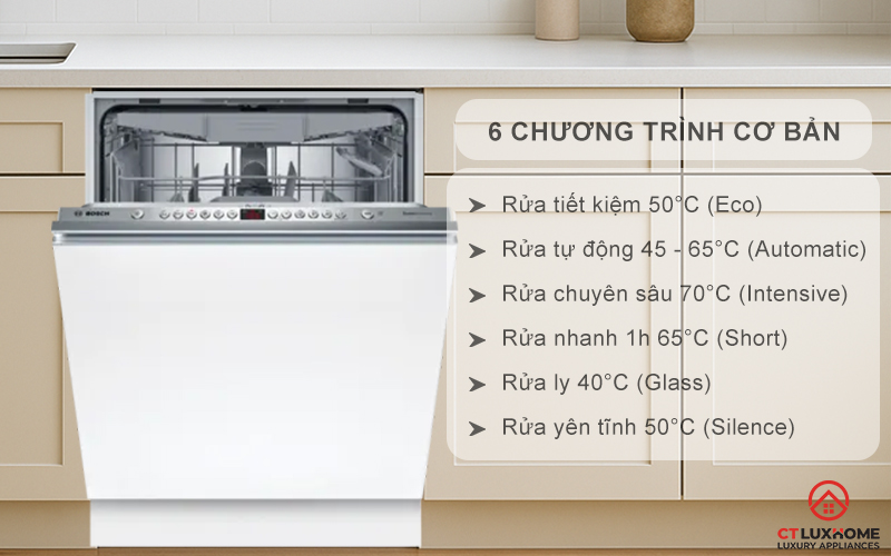 Tùy chọn đa dạng 6 chương trình rửa cơ bản phục vụ nhu cầu sử dụng