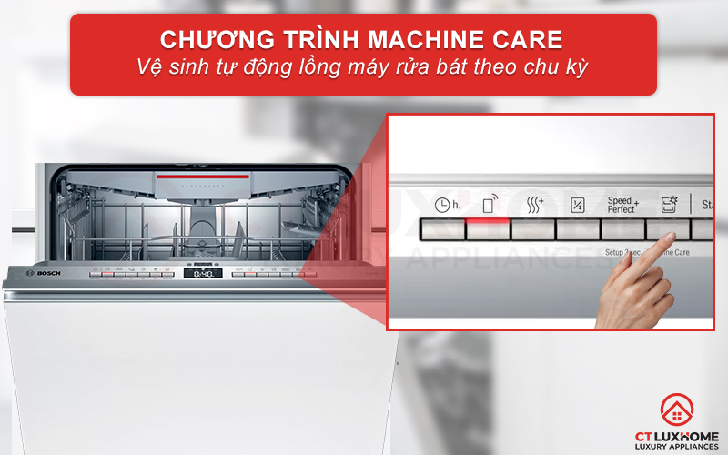 Vệ sinh tự động khoang máy rửa chén với chức năng Machine Care