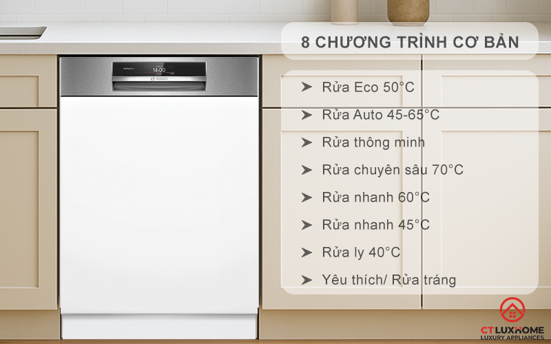 Tùy chọn đa dạng 8 chương trình rửa cơ bản phục vụ nhu cầu sử dụng