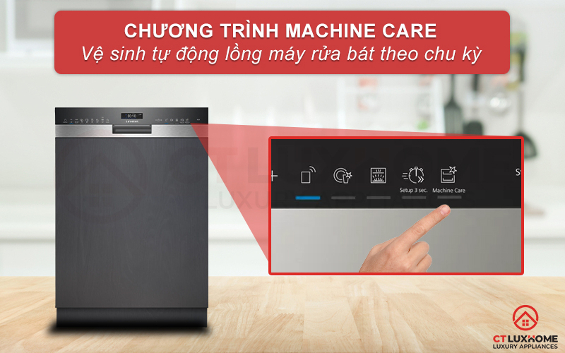 Vệ sinh máy rửa bát tự động dễ dàng với chức năng Machine Care