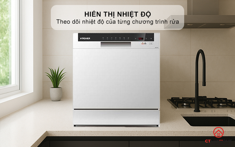 Chức năng hiển thị nhiệt độ từng chương trình rửa
