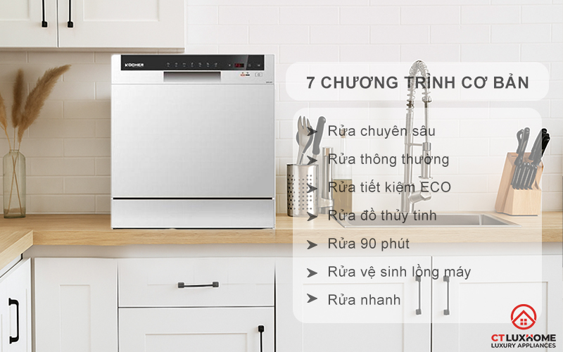 Tùy chọn đa dạng 7 chương trình rửa cơ bản phục vụ nhu cầu sử dụng