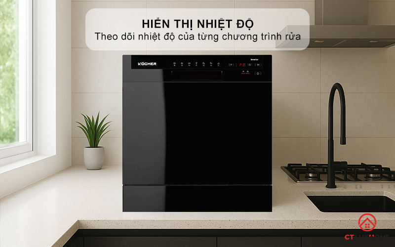 Chức năng hiển thị nhiệt độ từng chương trình rửa