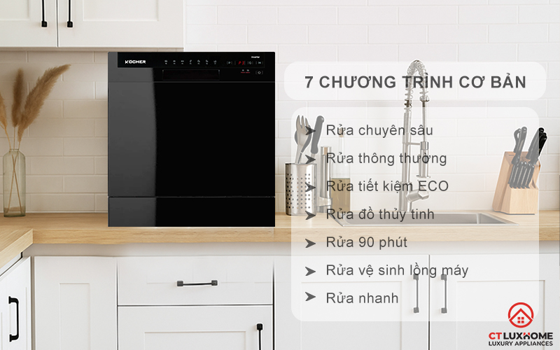 Tùy chọn đa dạng 7 chương trình rửa cơ bản phục vụ nhu cầu sử dụng
