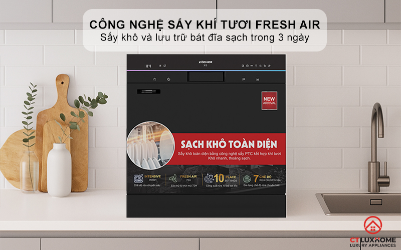 Tích hợp công nghệ sấy khí tươi Fresh Air và lưu trữ 3 ngày
