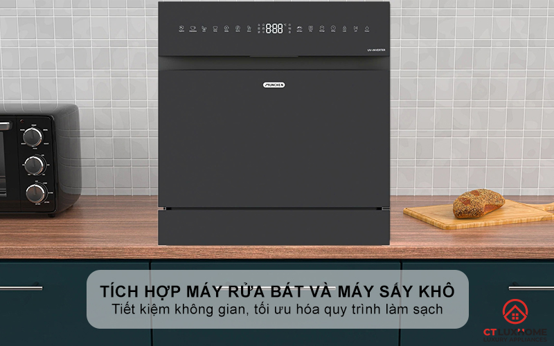 Thiết kế tích hợp máy rửa bát và máy sấy khô