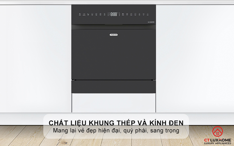Màu sắc sang trọng cùng chất liệu khung thép và kính đen