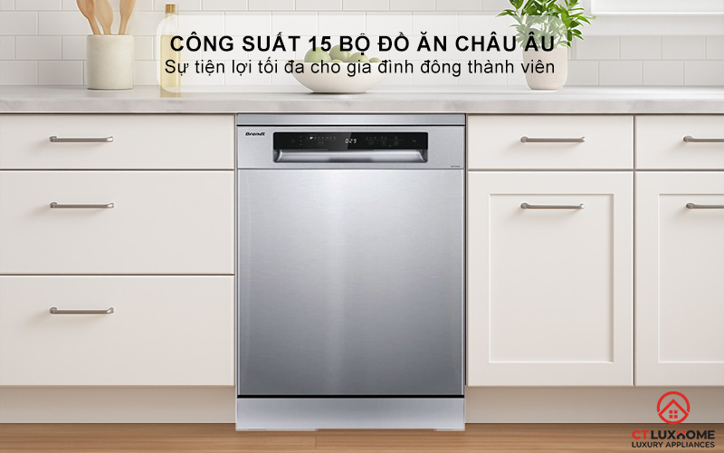 Dung tích chứa lớn, công suất rửa 15 bộ đồ ăn Châu Âu