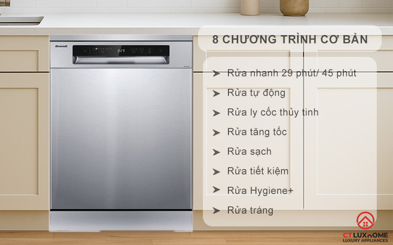 Tùy chọn đa dạng 8 chương trình rửa cơ bản phục vụ nhu cầu sử dụng