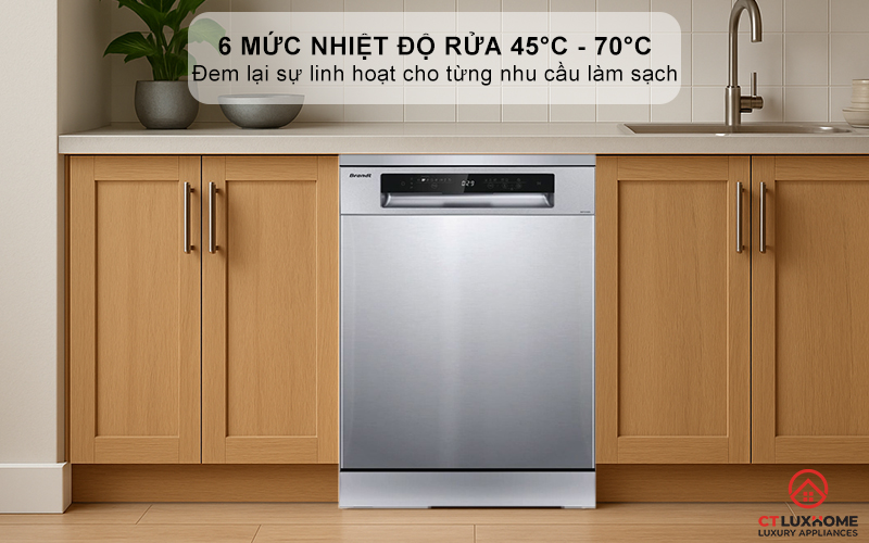 6 mức nhiệt độ rửa 45°C - 70°C