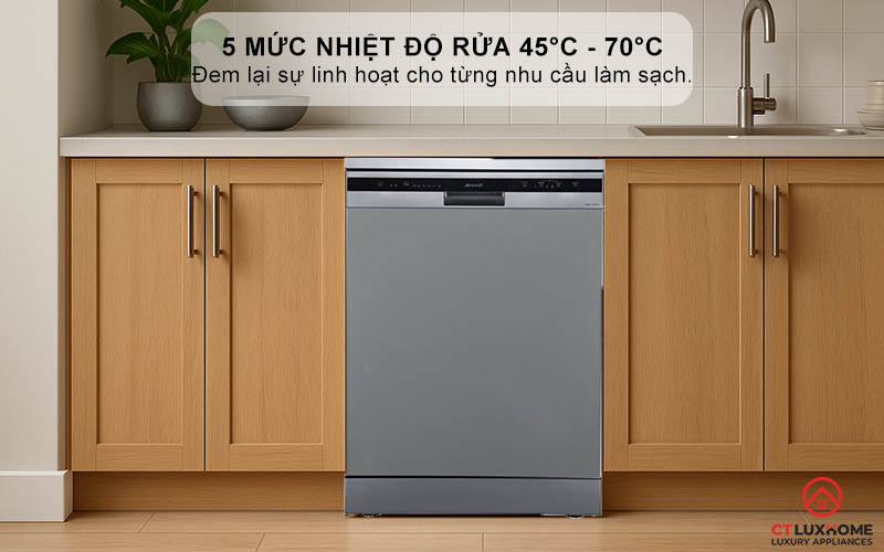 5 mức nhiệt độ rửa 40°C - 70°C