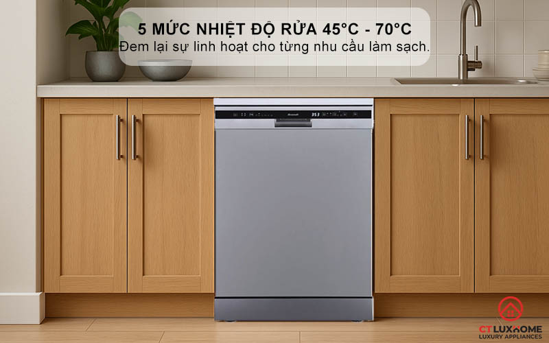 5 mức nhiệt độ rửa 45°C - 70°C