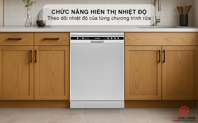Chức năng hiển thị nhiệt độ từng chương trình rửa