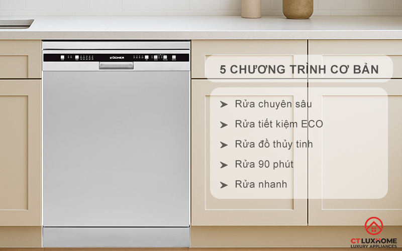 Tùy chọn đa dạng 5 chương trình rửa cơ bản phục vụ nhu cầu sử dụng
