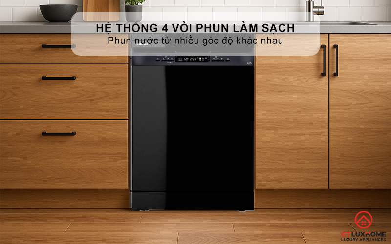 Hệ thống 4 vòi phun làm sạch hiệu quả 100%