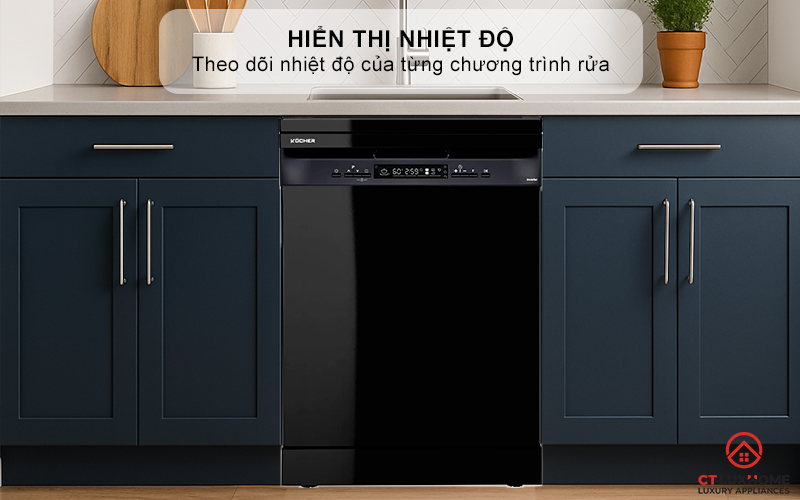Chức năng hiển thị nhiệt độ từng chương trình rửa