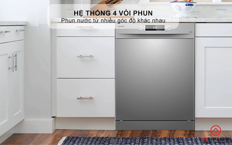 Hệ thống 4 vòi phun làm sạch hiệu quả 100%