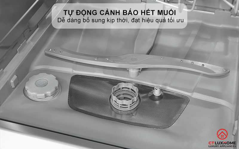 Tự động cảnh báo hết muối và chất trợ xả