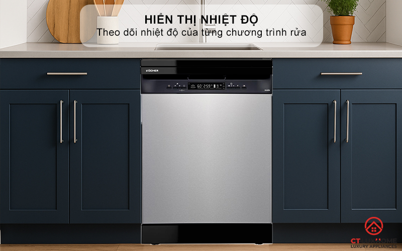 Chức năng hiển thị nhiệt độ từng chương trình rửa
