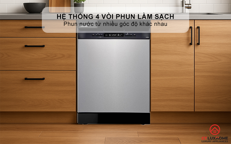 Hệ thống 4 vòi phun làm sạch hiệu quả 100%