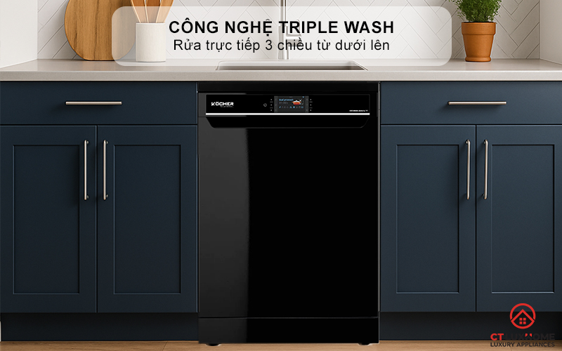 Công nghệ Triple Wash rửa trực tiếp 3 chiều từ dưới lên