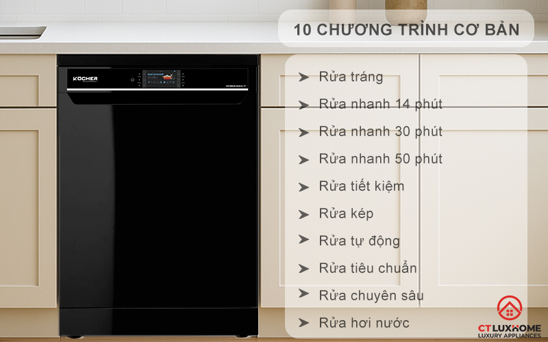 Tùy chọn đa dạng 10 chương trình rửa cơ bản phục vụ nhu cầu sử dụng