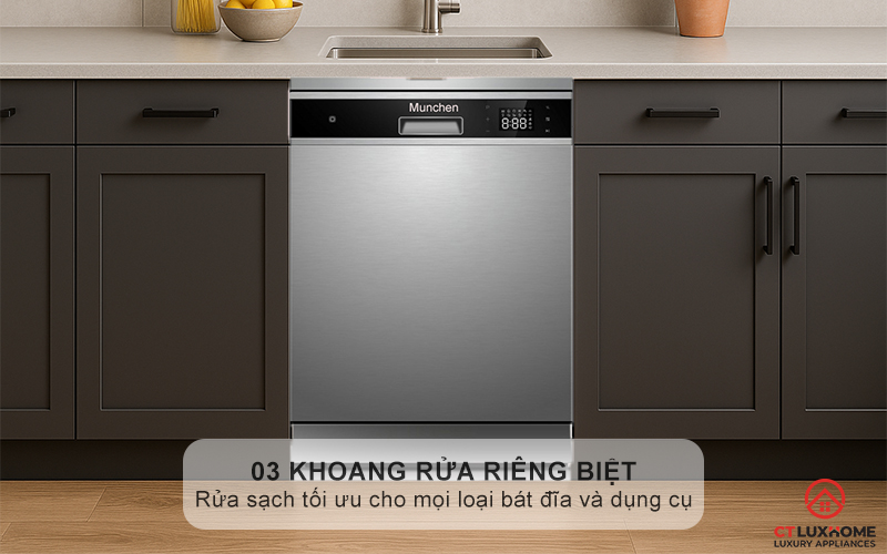 Hiệu quả rửa sạch vượt trội với 03 khoang độc lập