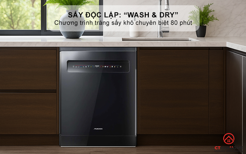 Sấy độc lập: “Wash & Dry” chương trình tráng sấy khô chuyên biệt 80 phút