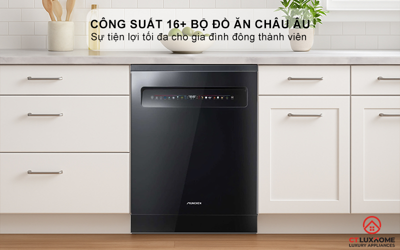 Dung tích chứa lớn, công suất rửa 16+ bộ bát