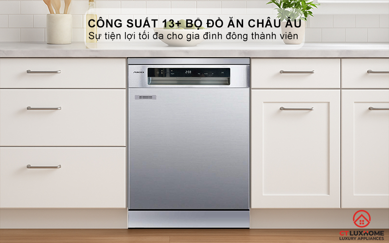 Dung tích chứa lớn, công suất rửa 13+ bộ bát