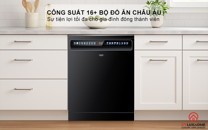 Dung tích chứa lớn, công suất rửa 16+ bộ bát
