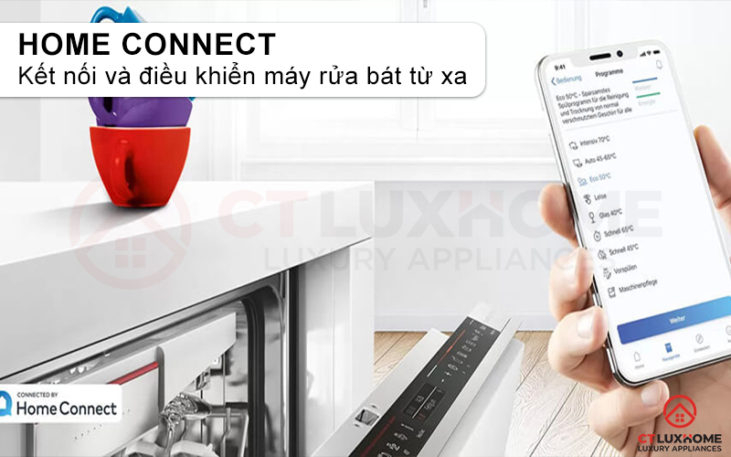 Kết nối và điều khiển máy rửa bát SMS4EBW00D từ xa thông qua Home Connect