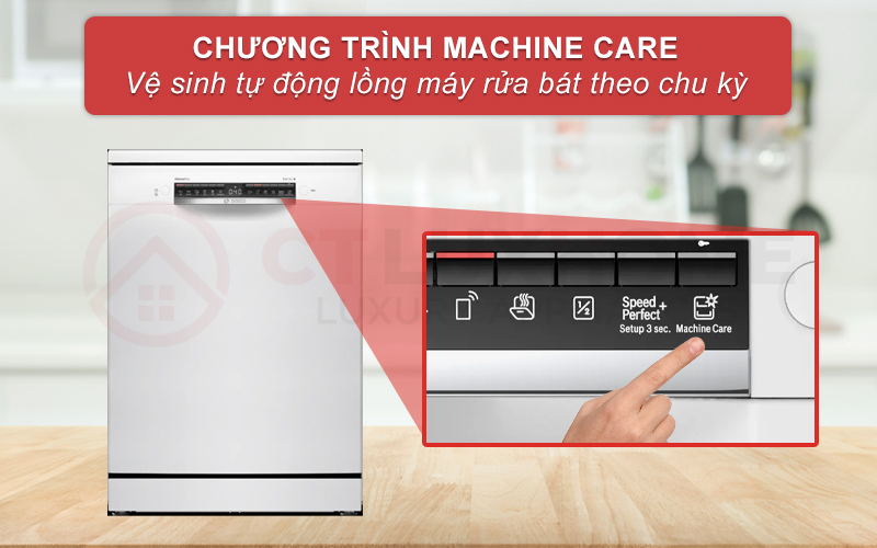 Kích hoạt tính năng Machine Care để vệ sinh khoang máy khi cần thiết