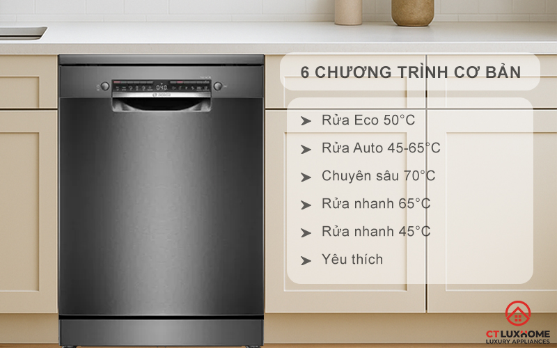 Tùy chọn đa dạng 6 chương trình rửa cơ bản phục vụ nhu cầu sử dụng