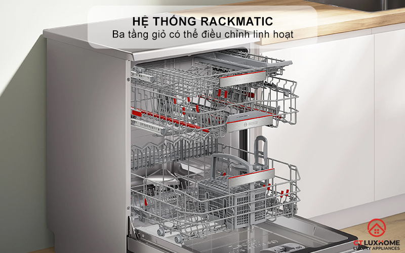 Hệ thống RackMatic với ba tầng giỏ