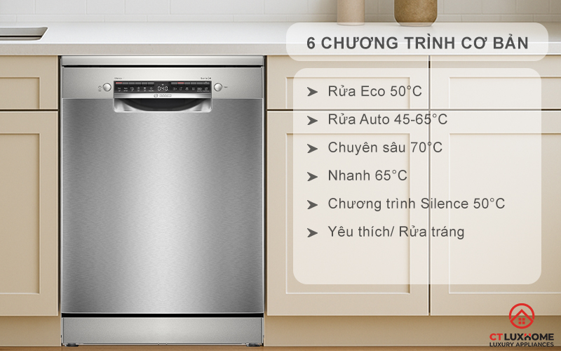 Tùy chọn đa dạng 6 chương trình rửa cơ bản phục vụ nhu cầu sử dụng