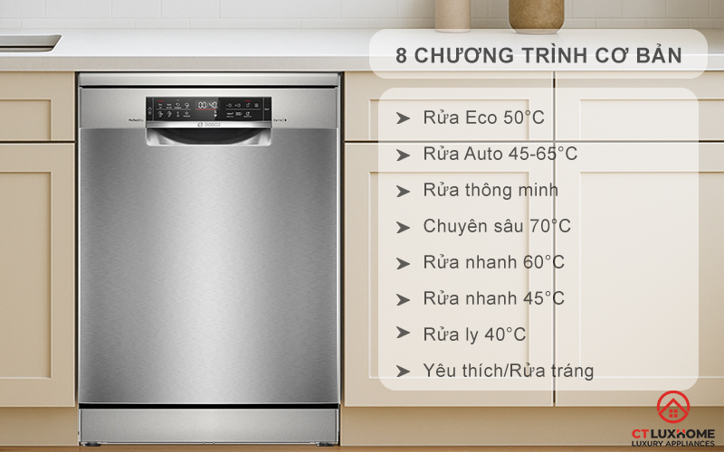 Tùy chọn đa dạng 8 chương trình rửa cơ bản phục vụ nhu cầu sử dụng