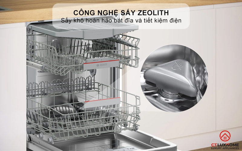 Tích hợp công nghệ sấy ZEOLITH, giúp sấy khô nhanh, sạch khuẩn, tiết kiệm năng lượng