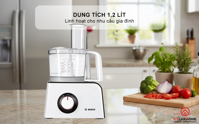 Dung tích 1,2 lít, linh hoạt cho nhu cầu gia đình