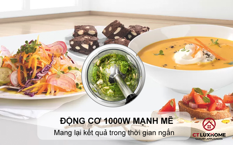 Động cơ 1000W mạnh mẽ mang lại kết quả trong thời gian ngắn
