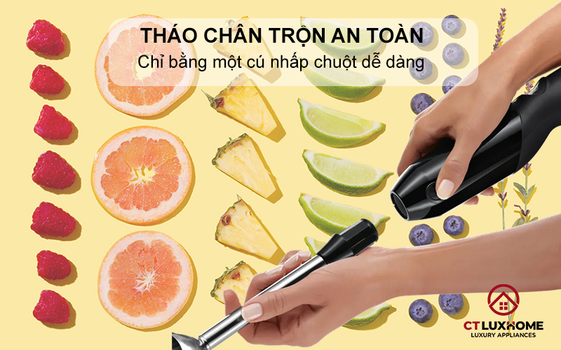 Tháo chân trộn an toàn chỉ bằng một cú nhấp chuột dễ dàng