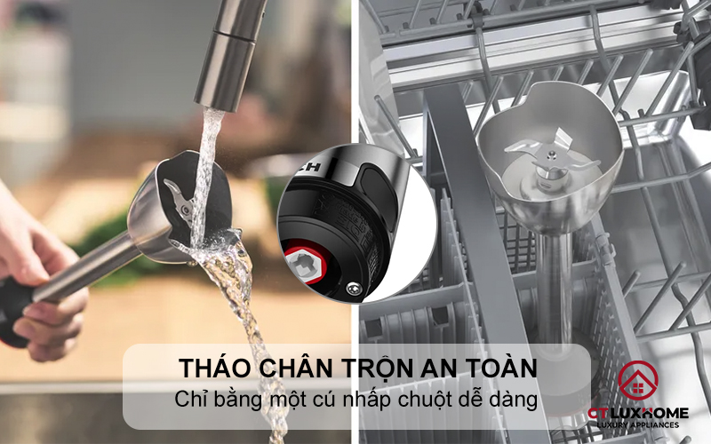 Tháo chân trộn an toàn chỉ bằng một cú nhấp chuột dễ dàng