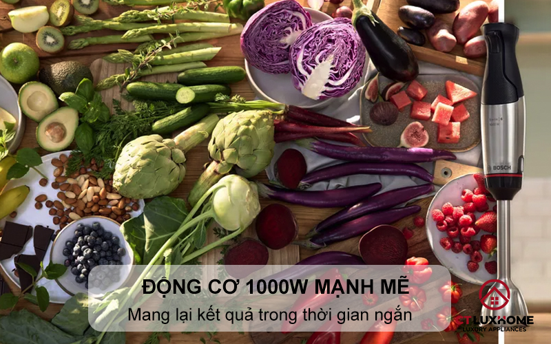 Động cơ 1000W mạnh mẽ mang lại kết quả trong thời gian ngắn