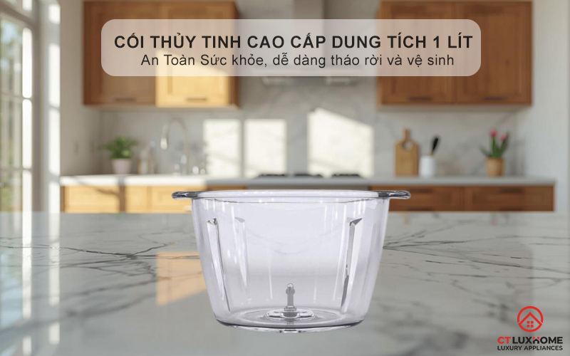 Cối thủy tinh cao cấp dung tích 1 lít - An Toàn Sức khỏe, dễ dàng tháo rời và vệ sinh