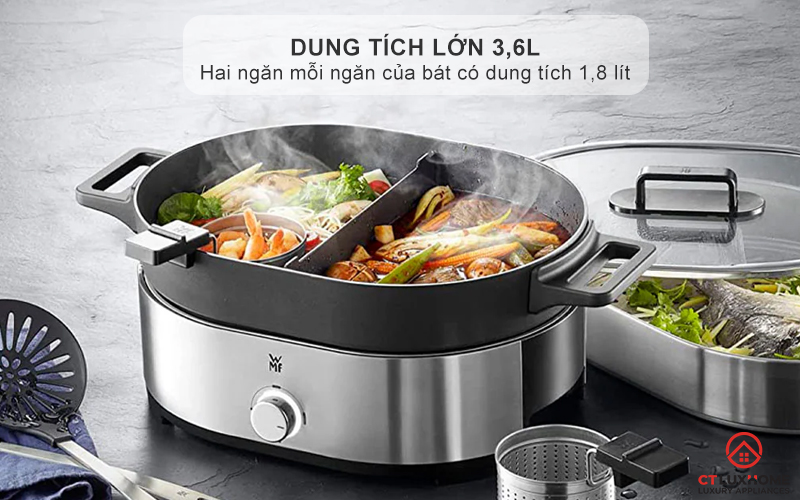 Dung tích lớn 3,6L - Hai ngăn mỗi ngăn của bát có dung tích 1,8 lít