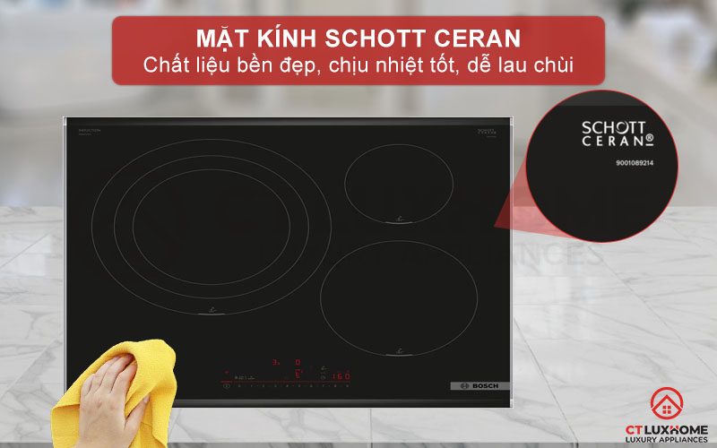 Mặt kính gốm thủy tinh Schott Ceran cao cấp, bền bỉ