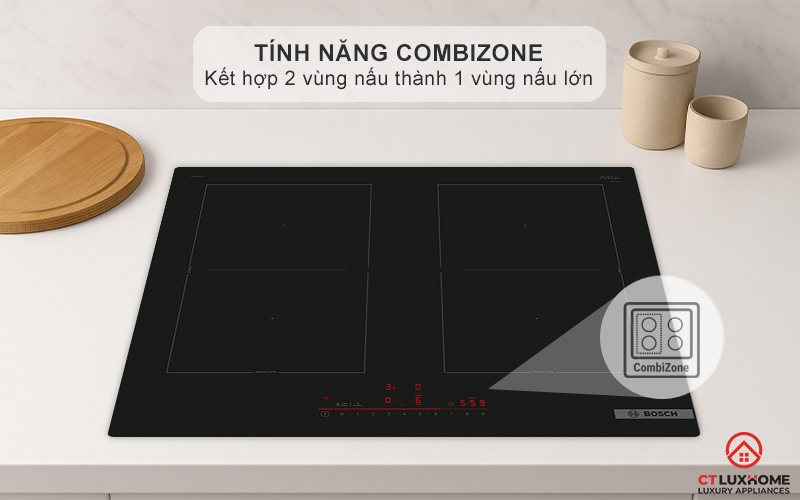 Kết hợp 2 vùng nấu nhỏ thành 1 vùng nấu lớn với CombiZone